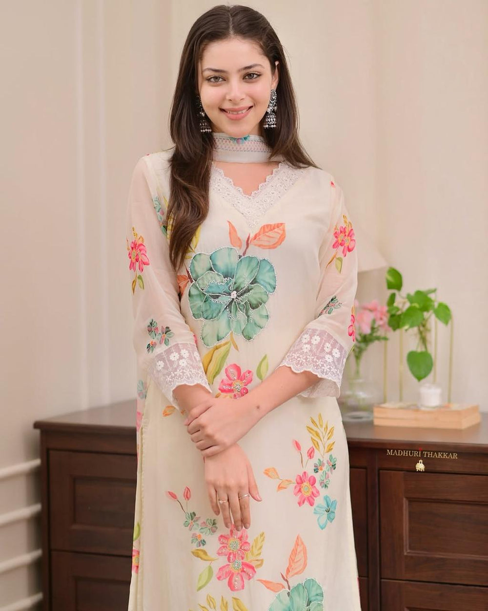 Women's Brown Printed 3-Piece Kurta Set with Dupatta