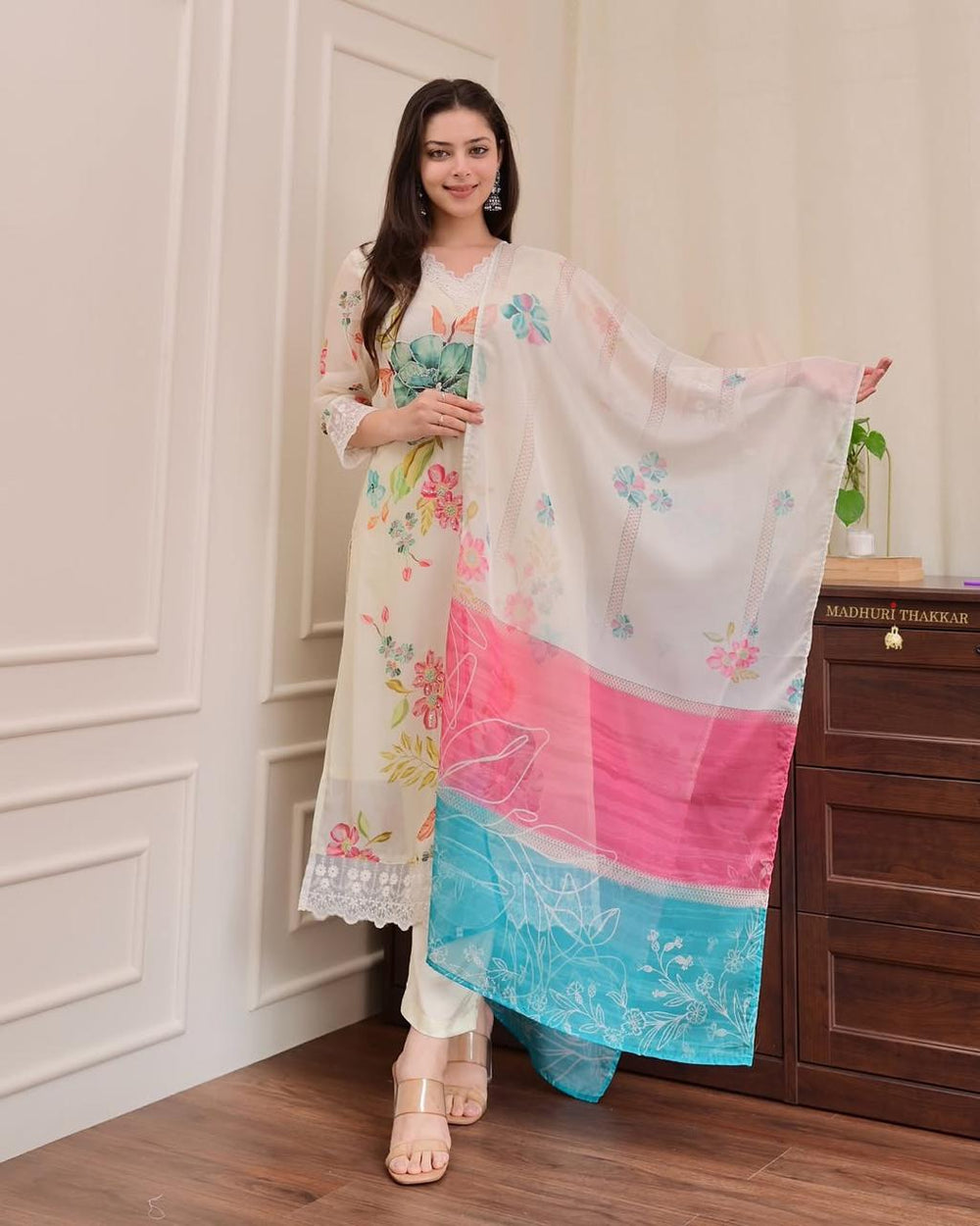 Women's Brown Printed 3-Piece Kurta Set with Dupatta