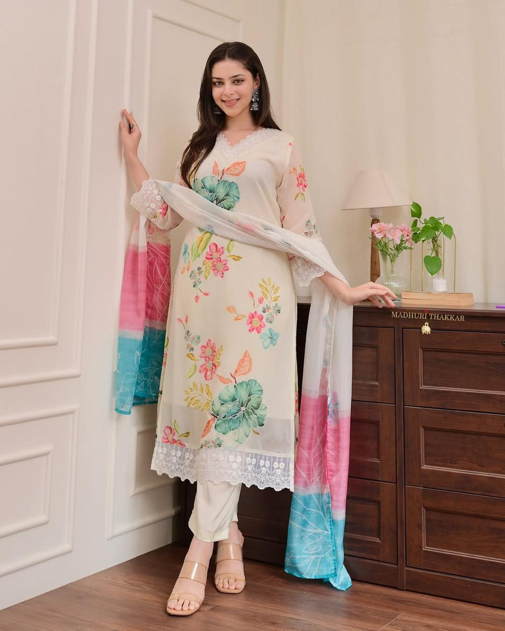 Women's Brown Printed 3-Piece Kurta Set with Dupatta