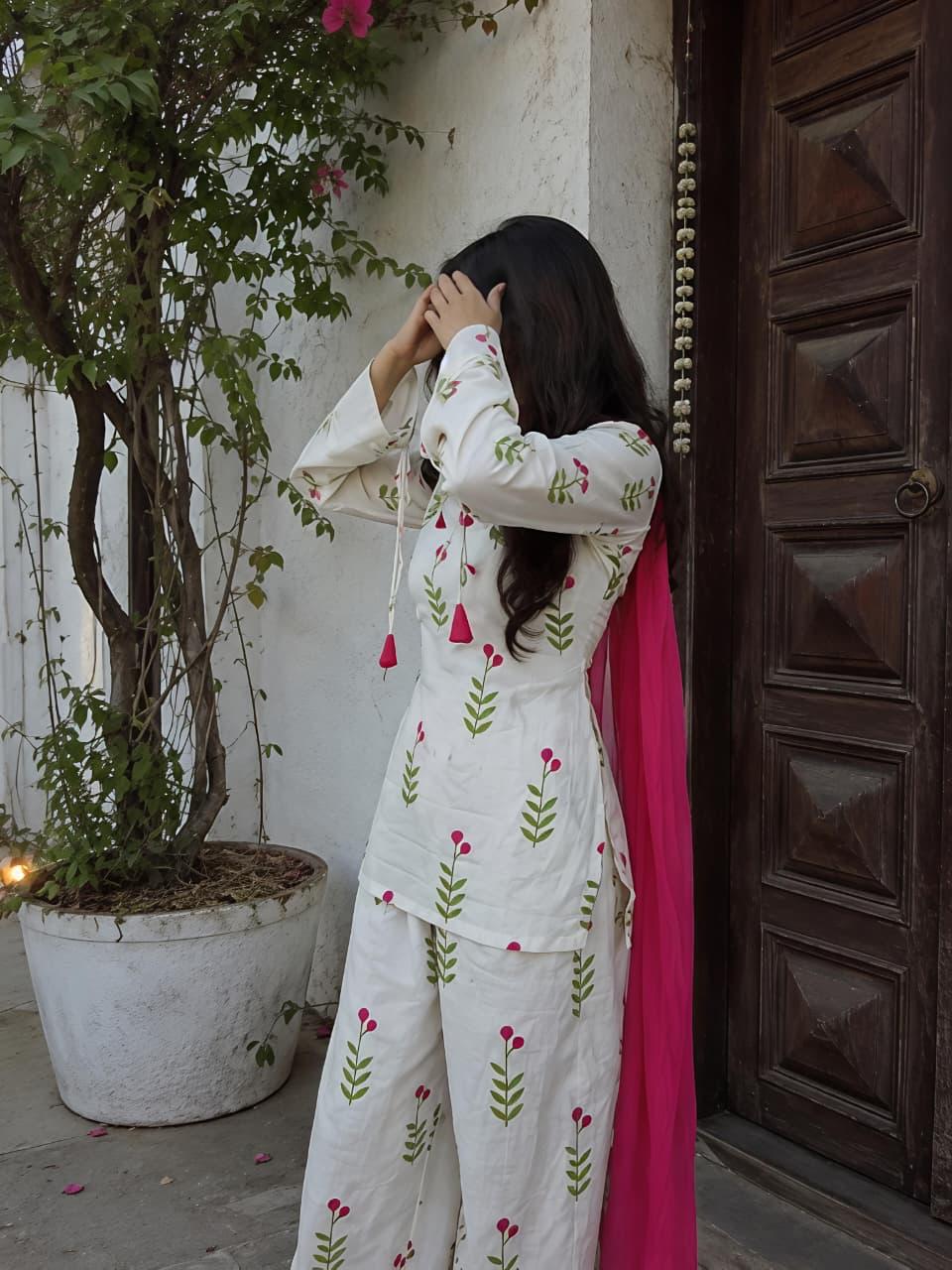 Women's  Printed 3-Piece Kurta Set with Dupatta